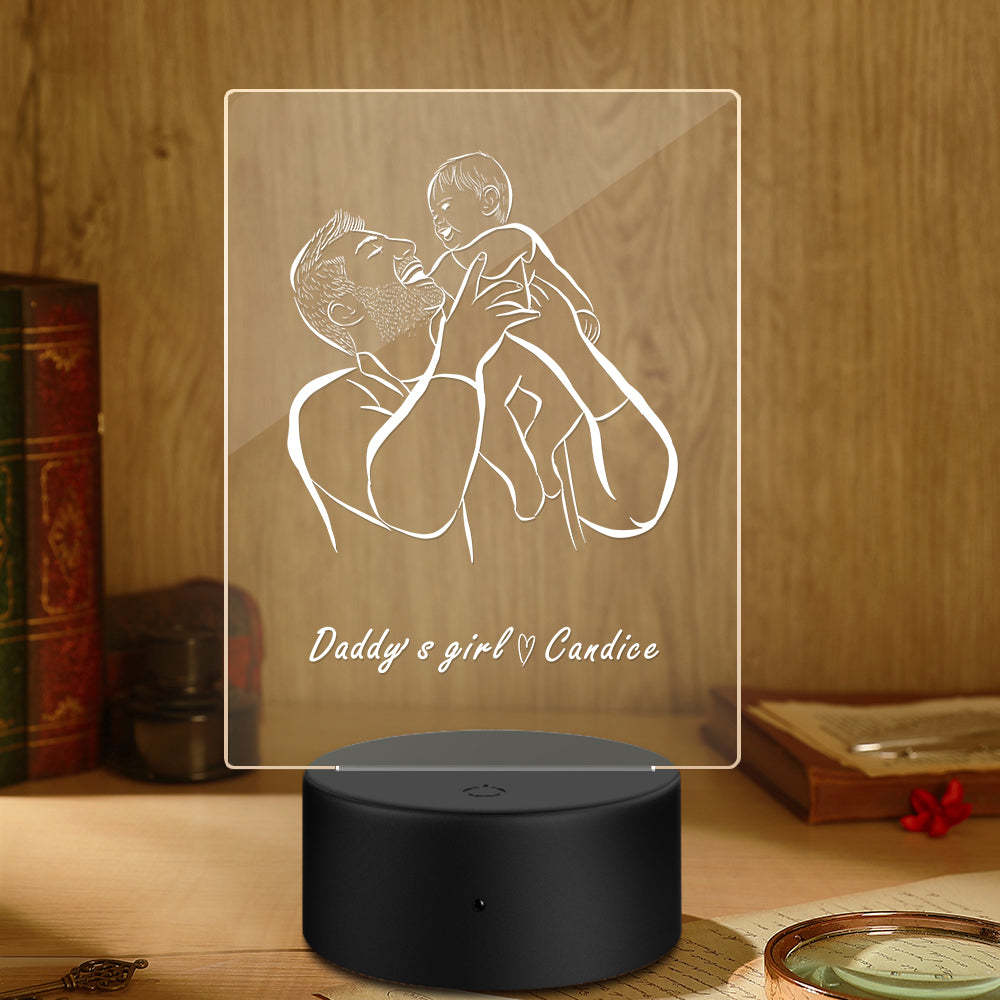 Regalo Del Día Del Padre De La Luz De La Noche De Tu Nombre Personalizado De La Niña De Papá - soufeeles
