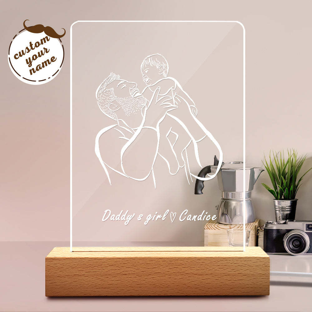 Regalo Del Día Del Padre De La Luz De La Noche De Tu Nombre Personalizado De La Niña De Papá - soufeeles