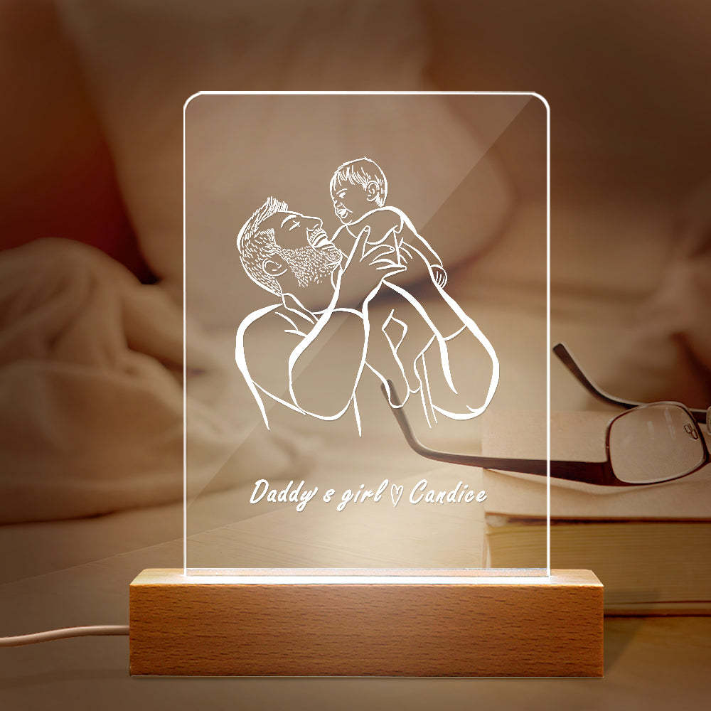 Regalo Del Día Del Padre De La Luz De La Noche De Tu Nombre Personalizado De La Niña De Papá - soufeeles