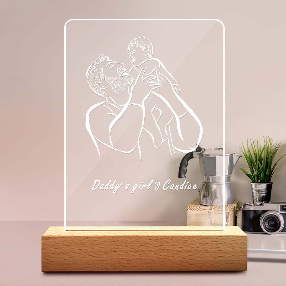 Regalo Del Día Del Padre De La Luz De La Noche De Tu Nombre Personalizado De La Niña De Papá - soufeeles