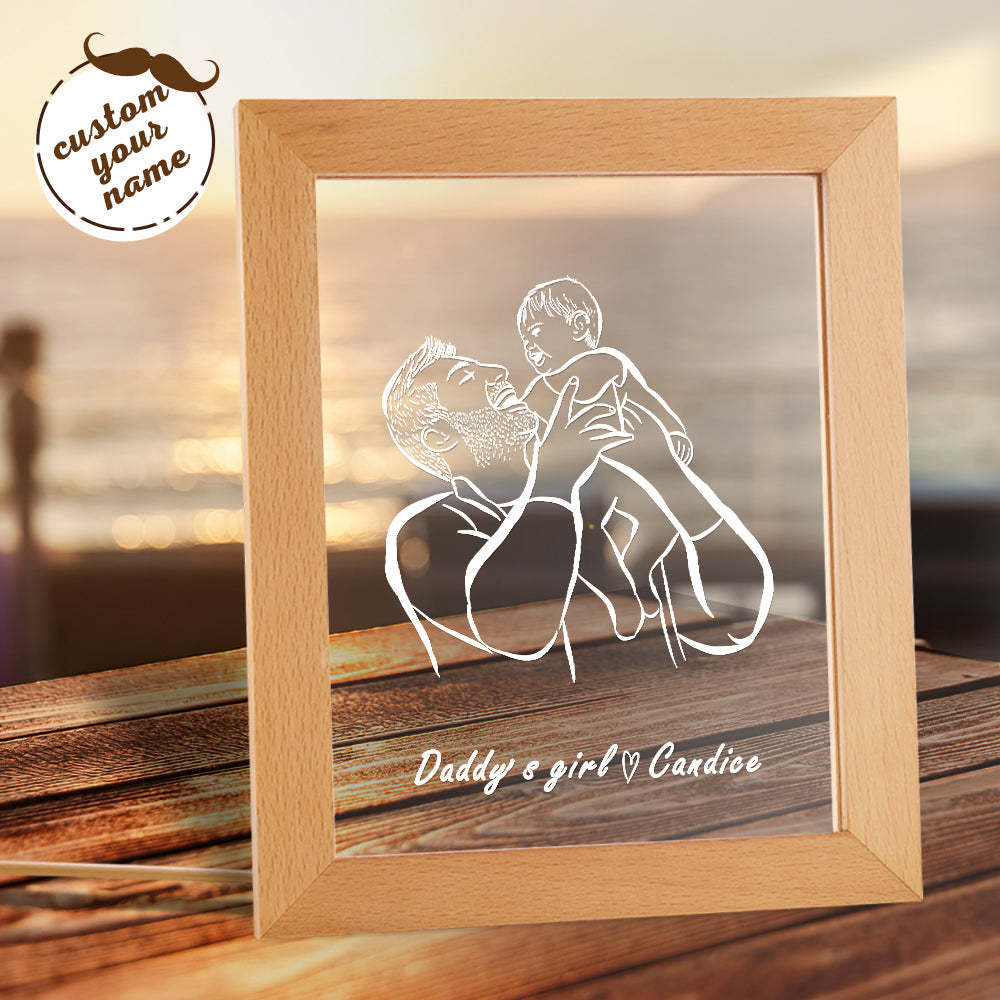Regalo Del Día Del Padre De La Luz De La Noche De Tu Nombre Personalizado De La Niña De Papá - soufeeles