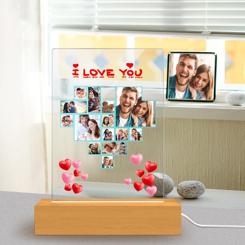 Foto Personalizada Te Amo Claro Acrílico Placa Noche Luz Regalo Para Amante - soufeeles