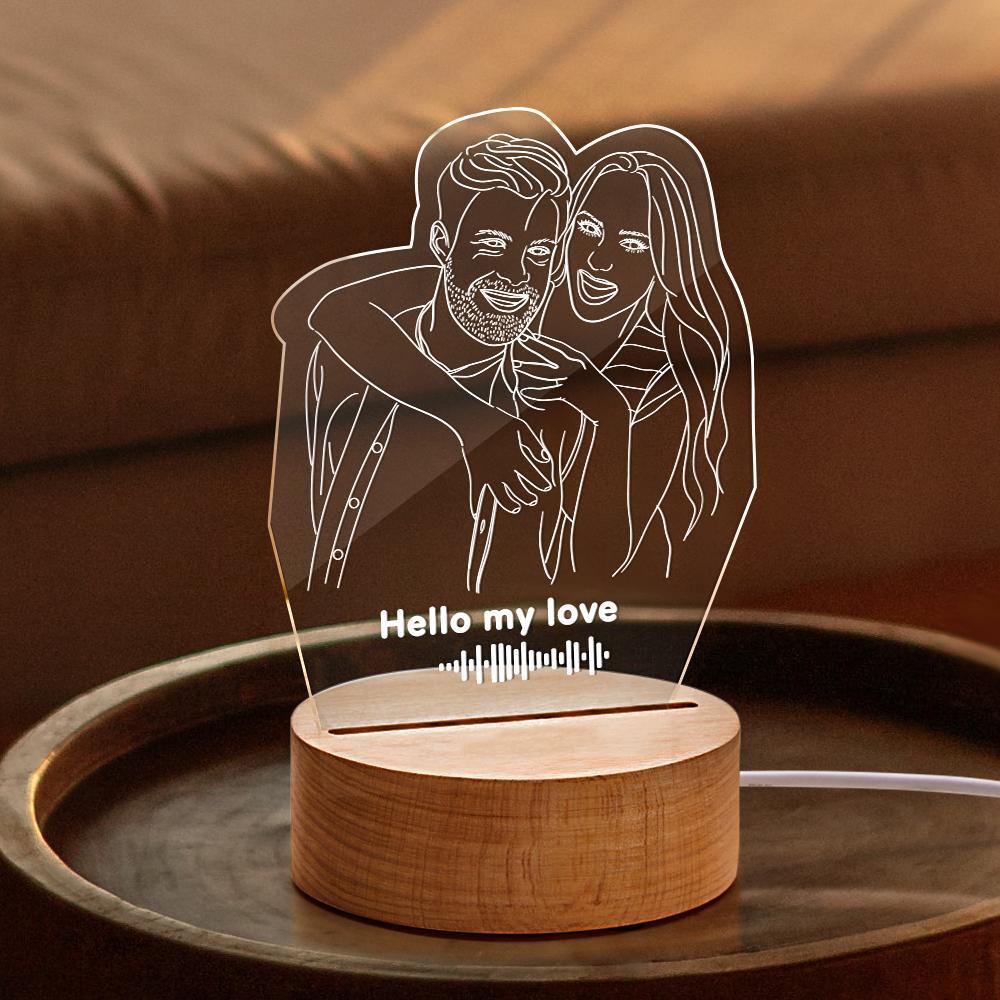 Código De Música Escaneable Lámpara De Foto De Arte Lineal 3d Lámpara De Música Personalizada El Mejor Regalo Para Ella - soufeeles