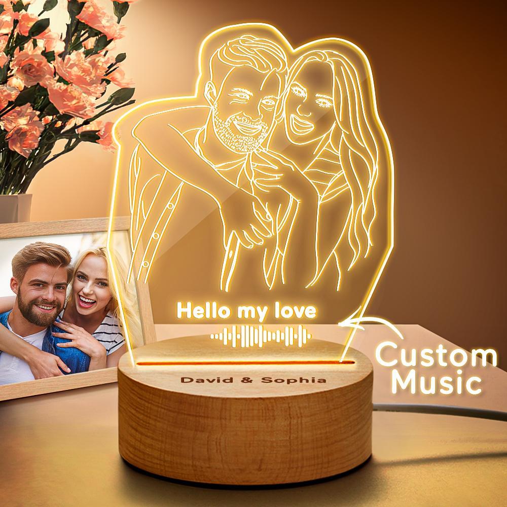 Código De Música Escaneable Lámpara De Foto De Arte Lineal 3d Lámpara De Música Personalizada El Mejor Regalo Para Ella - soufeeles