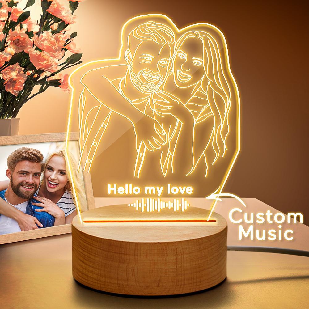 Código De Música Escaneable Lámpara De Foto De Arte Lineal 3d Lámpara De Música Personalizada El Mejor Regalo Para Ella - soufeeles