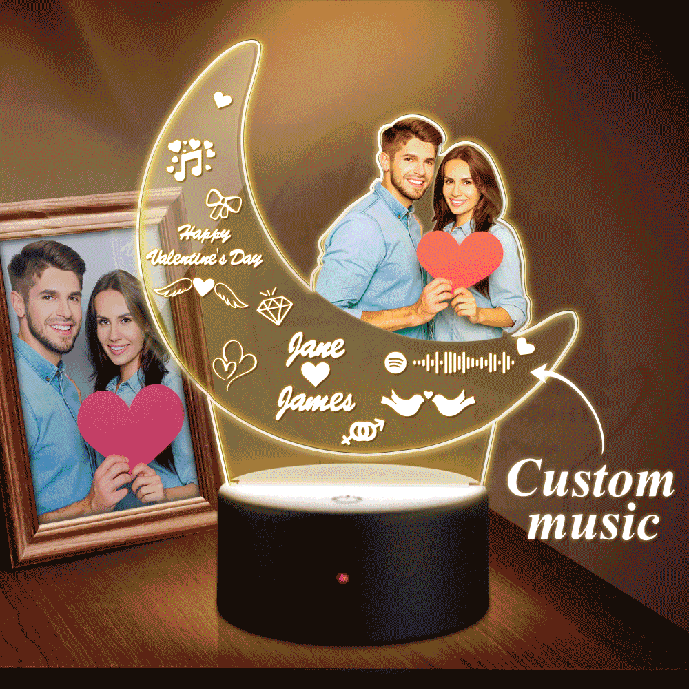Luz Nocturna De Spotify Personalizada, Placa De Cristal, Luz De Foto De Luna Acrílica - soufeeles