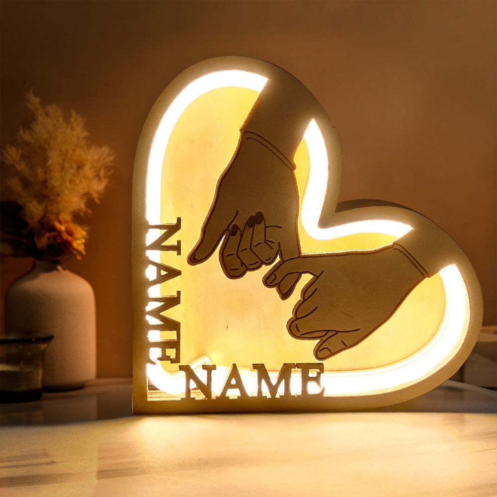 Nombre Personalizado, Mano A Mano, Luz Personalizada, Corazón De Madera, Lámpara, Decoración De Escritorio, Regalo - soufeeles