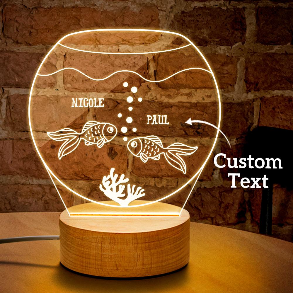 Fish Design Led Night Lights Fish Lamp 3d Custom Led Lamp Regalo Personalizado Para Él - soufeeles