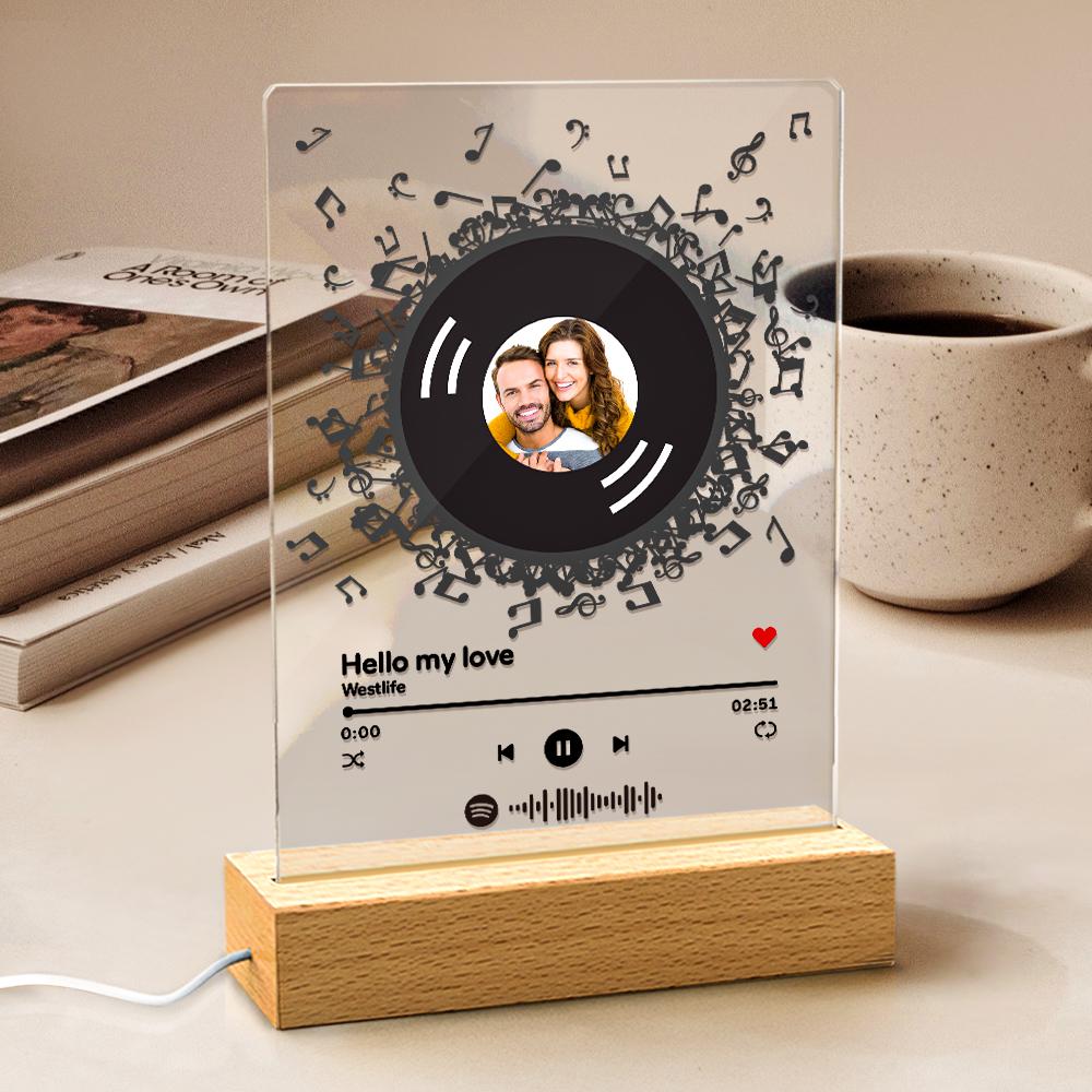 Foto Personalizada Y Título De La Canción Código De Spotify Música Acrílica Luz Nocturna - soufeeles