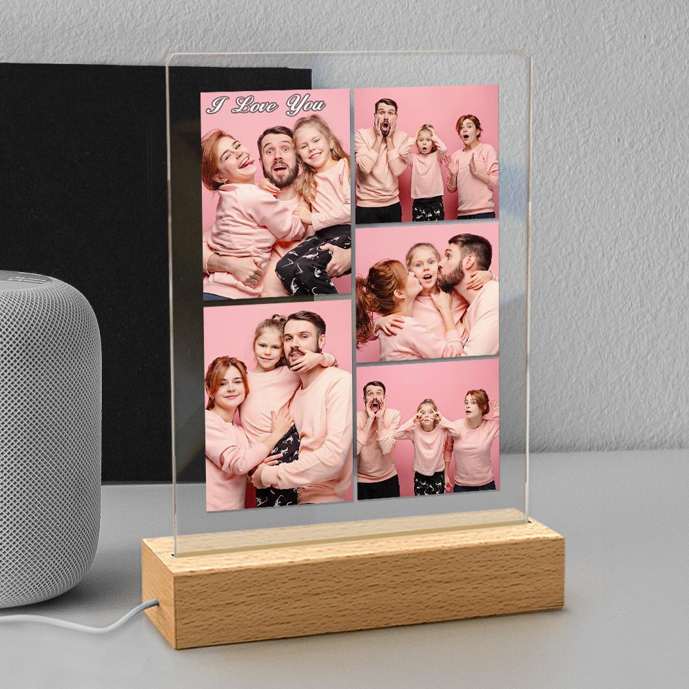 Lámpara De Foto De Collage Personalizada De Luz De Noche De Acrílico De Foto Múltiple Personalizada - soufeeles