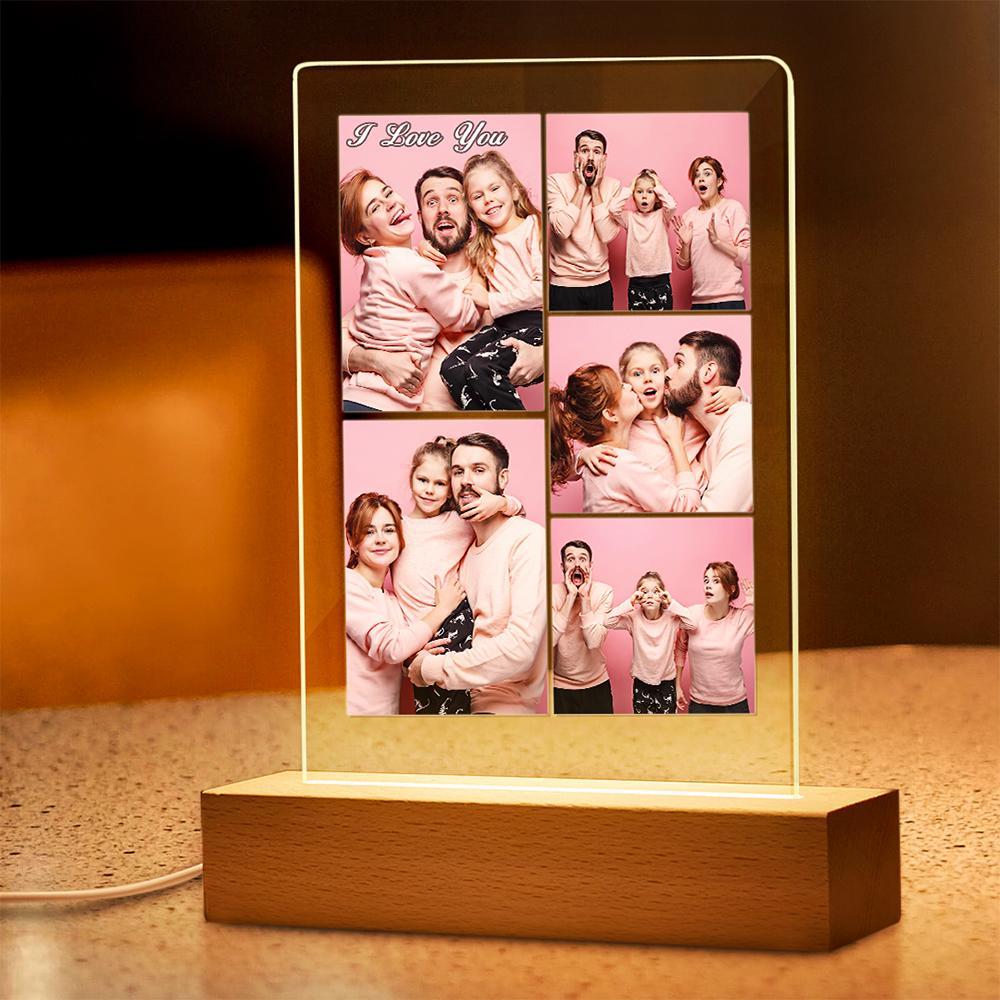 Lámpara De Foto De Collage Personalizada De Luz De Noche De Acrílico De Foto Múltiple Personalizada - soufeeles