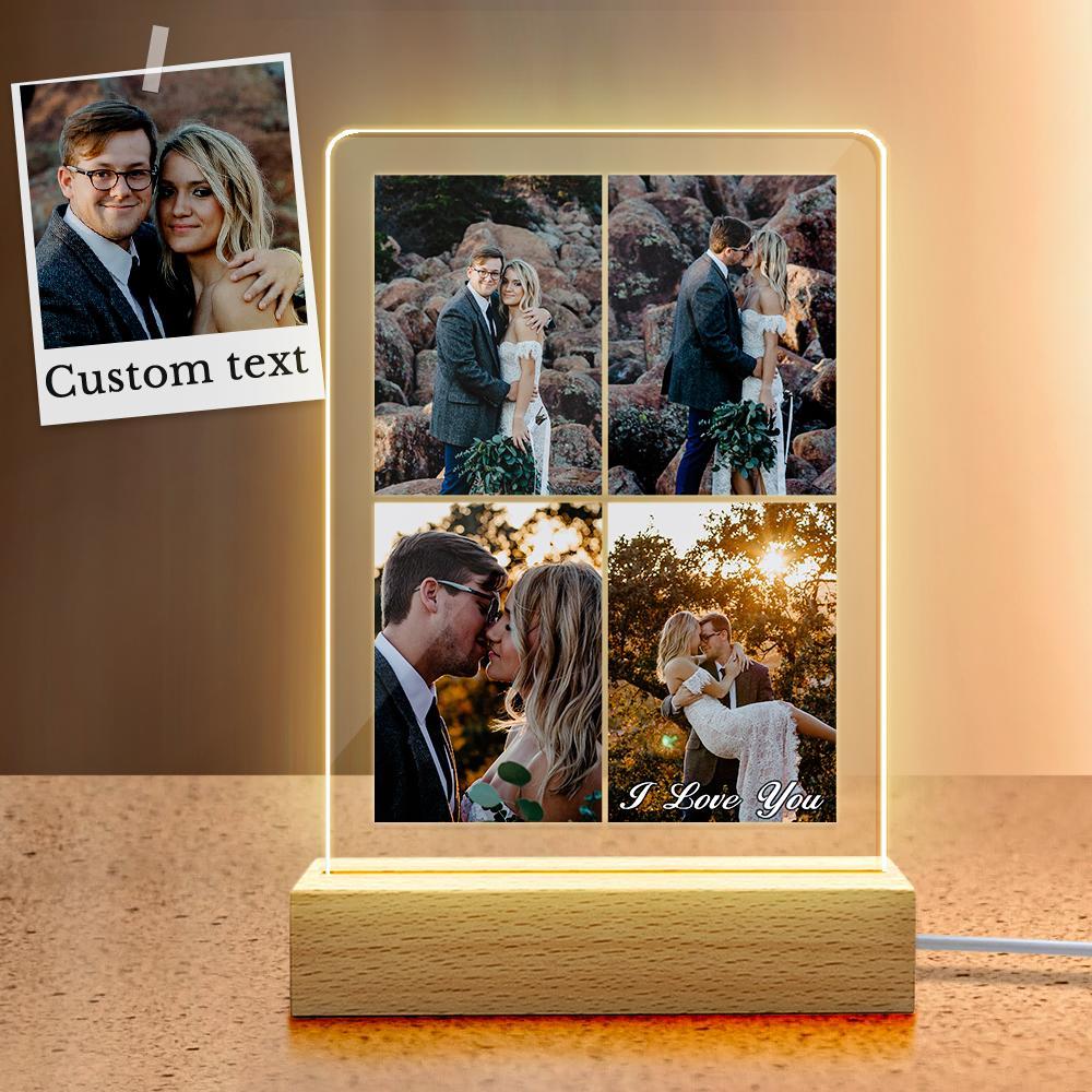 Lámpara De Foto De Collage Personalizada De Luz De Noche De Acrílico De Foto Múltiple Personalizada - soufeeles