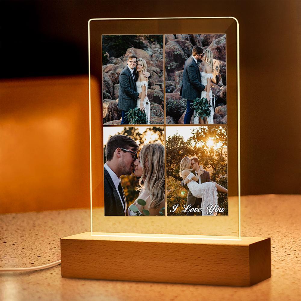 Lámpara De Foto De Collage Personalizada De Luz De Noche De Acrílico De Foto Múltiple Personalizada - soufeeles