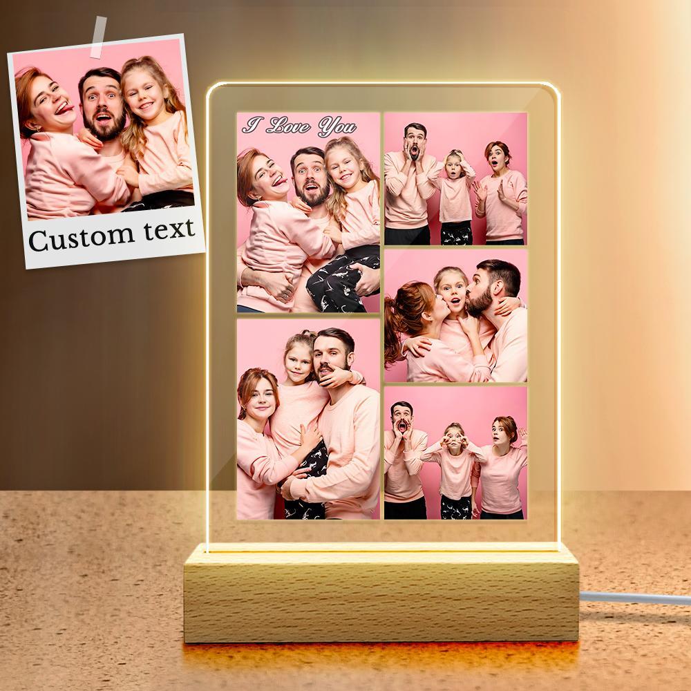 Lámpara De Foto De Collage Personalizada De Luz De Noche De Acrílico De Foto Múltiple Personalizada - soufeeles