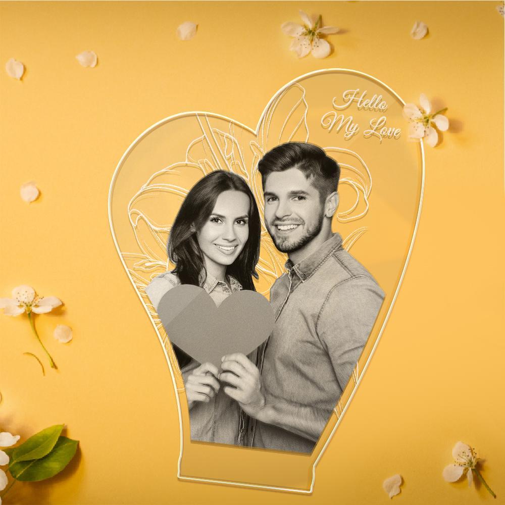 Lámpara De Foto 3d Personalizada Led Para Amante Con Regalo De Palabras Grabadas Para El Día De San Valentín - soufeeles