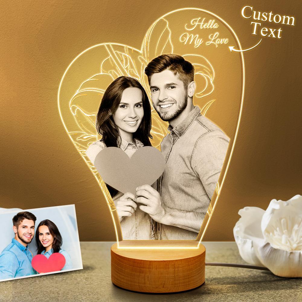 Lámpara De Foto 3d Personalizada Led Para Amante Con Regalo De Palabras Grabadas Para El Día De San Valentín - soufeeles