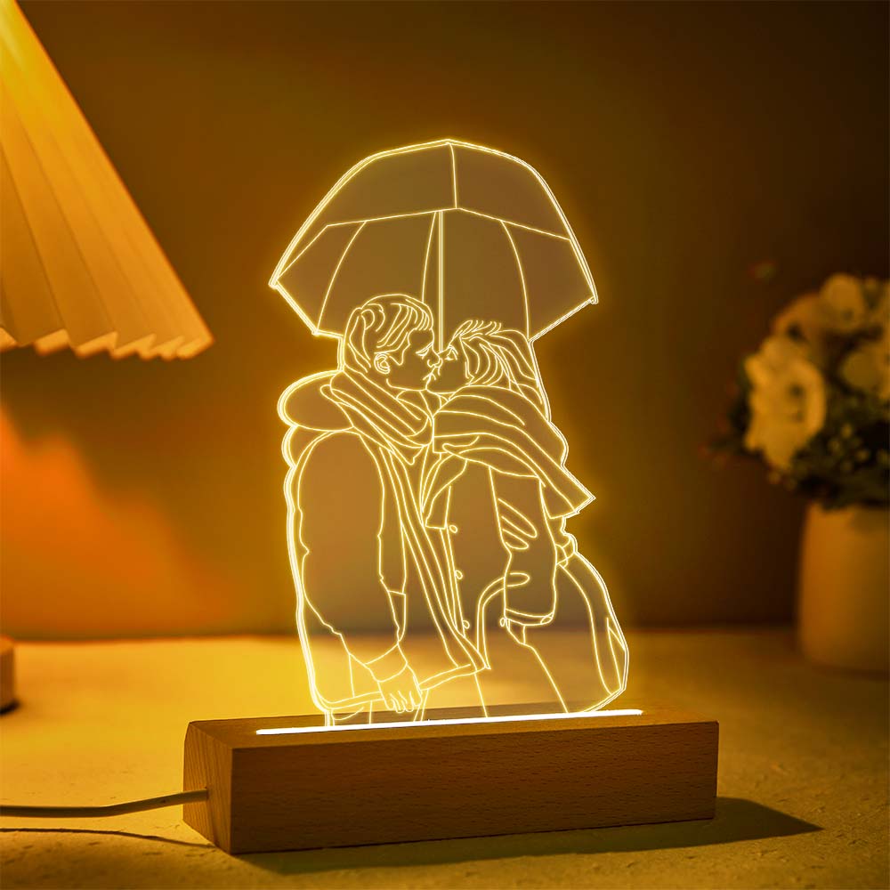 Luz De Noche Con Foto 3d Personalizada Lámpara Personalizada 7 Colores Luz De Noche Acrílica Regalos De Aniversario - soufeeles