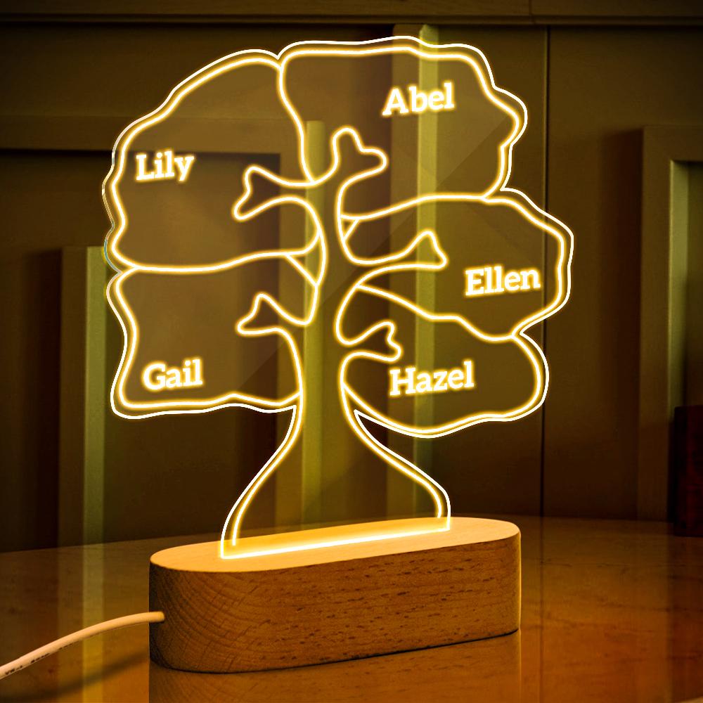 Personalizado Se Puede Personalizar Con Múltiples Nombres Árbol Genealógico De Luz Nocturna - soufeeles