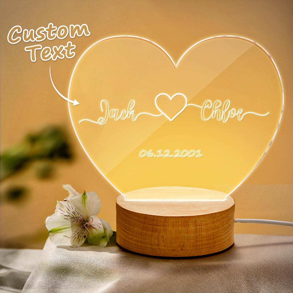 Luz De Noche Personalizada Para Su Nombre De Regalo Y Regalo De Compromiso De Fecha - soufeeles