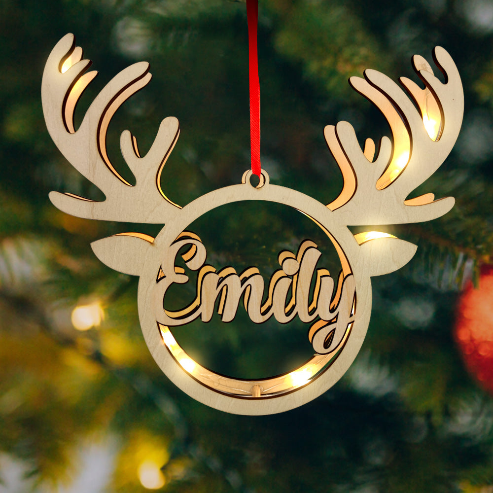 Lámpara De Decoración Del Hogar Con Nombre Grabado Personalizado De Luz De Noche De Alces De Navidad Personalizada - soufeeles