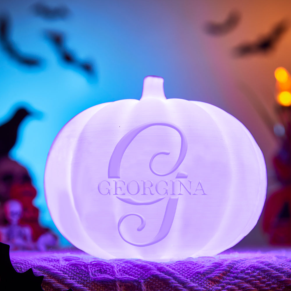 Luz De Calabaza De Halloween Personalizada Luz De Nombre Personalizado Luz Personalizada Jack-o-lantern Decoración De Calabaza De Halloween - G - soufeeles