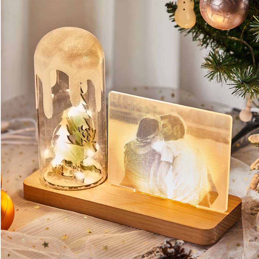 Lámpara De Cúpula De Cristal De Árbol De Navidad De Luz De Noche De Foto De Acrílico Personalizada Para Festival - soufeeles