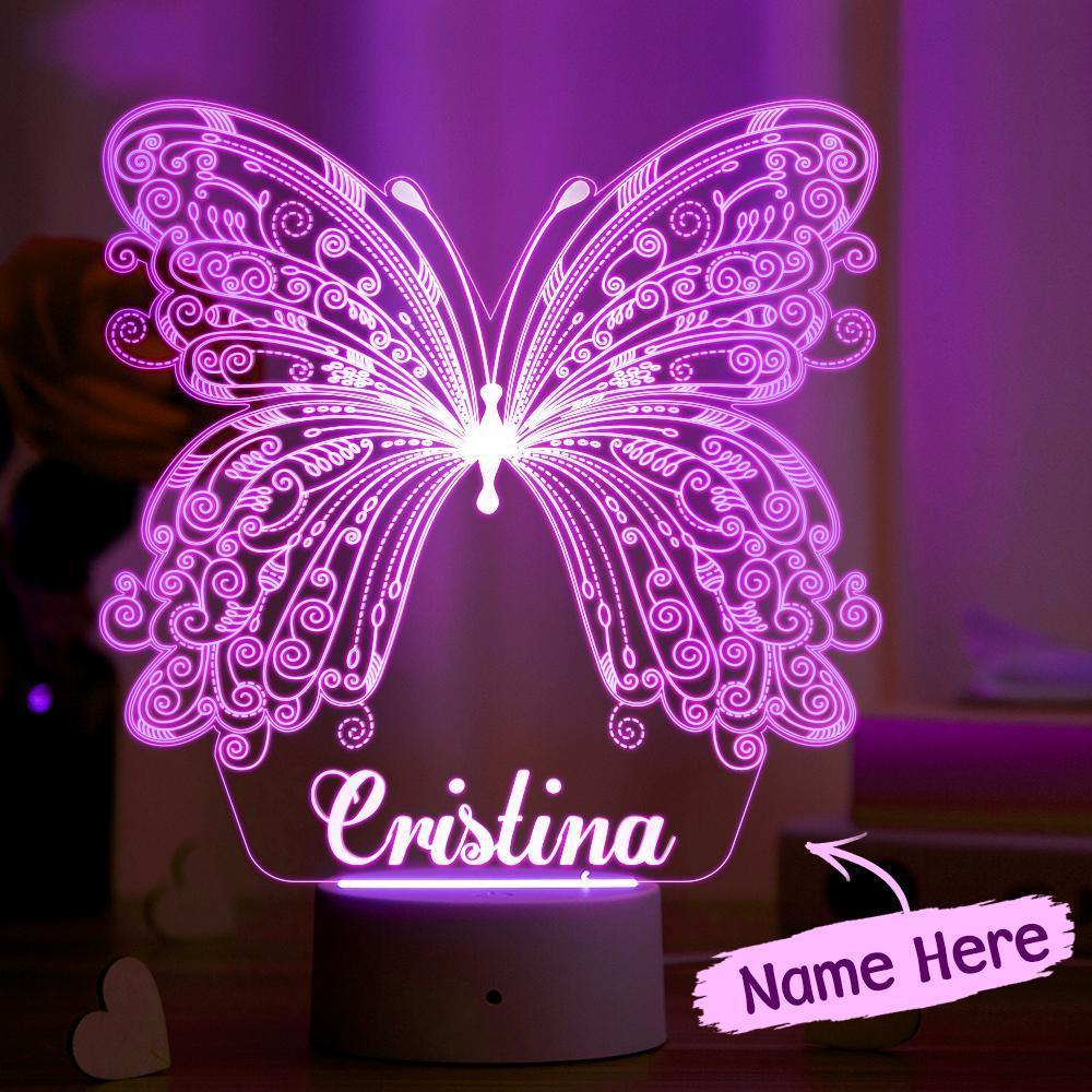 Lámpara De Mariposa 3d Personalizada Regalos De Navidad Con Nombre Personalizado Luz De Noche Decoración De Dormitorio Infantil Luz Led Para Niños