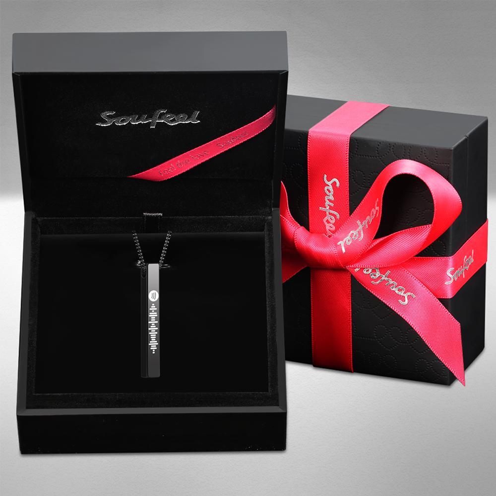 Collar Con Código De Spotify Escaneable Collar Con Barra Vertical Grabada En 3d Regalos Para Novia Oro Rosa