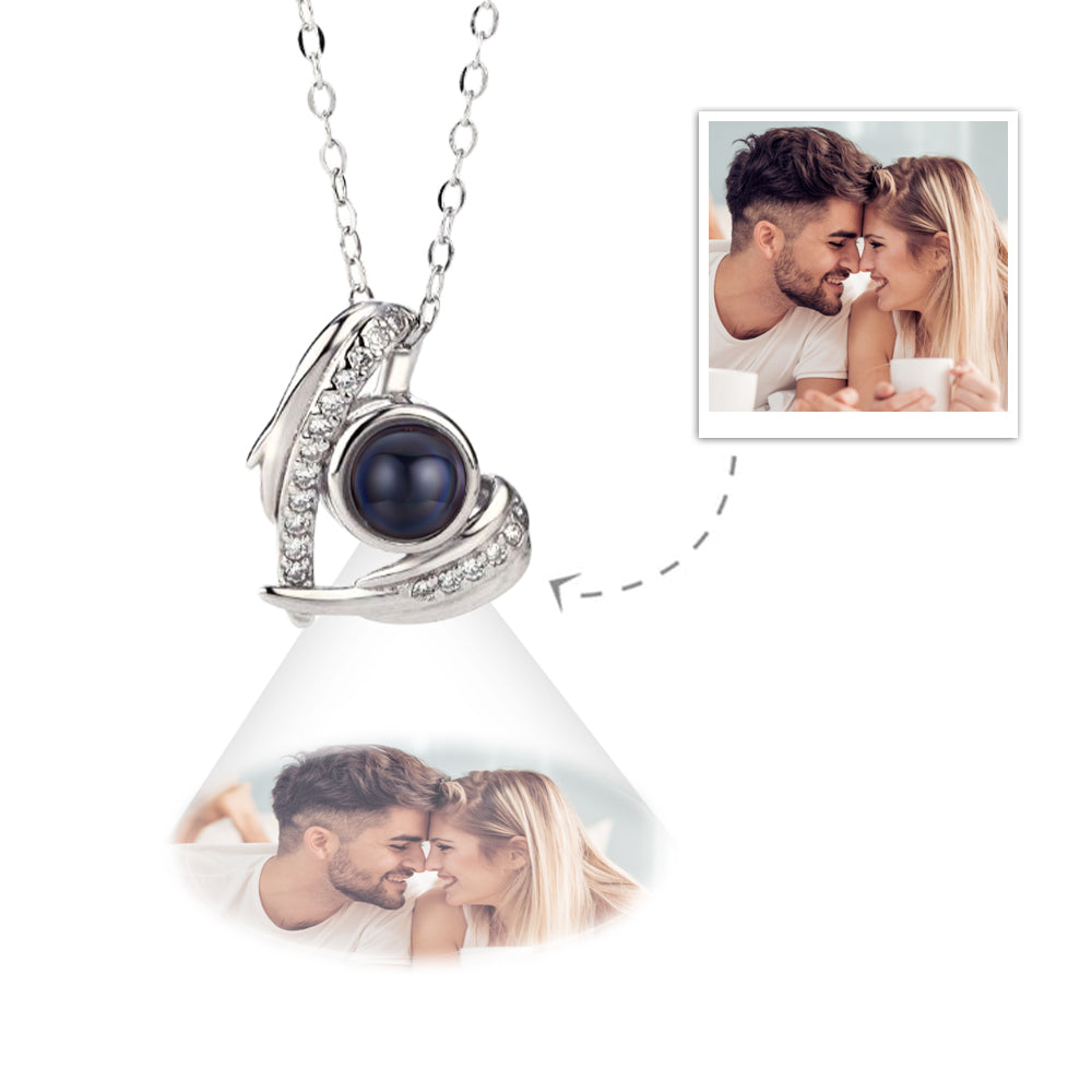 Collar De Proyección Personalizado Pluma Alas De Ángel Collar De Fotos Para Ella - soufeeles