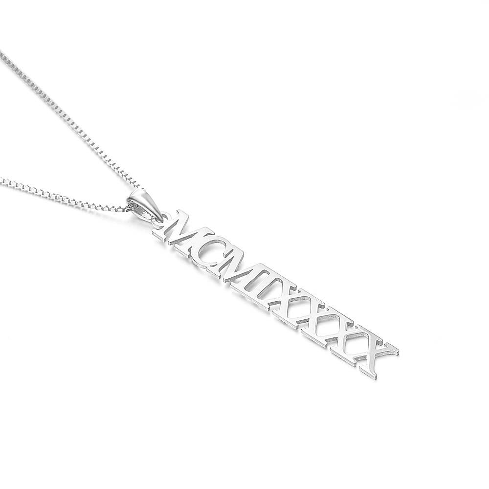 S925 Plata Números Romanos Personalizados Collar Número Romano Colgante Año De Nacimiento Joyería Fecha Personalizada Regalos De Boda Regalos De Aniversario Para Ella - soufeeles