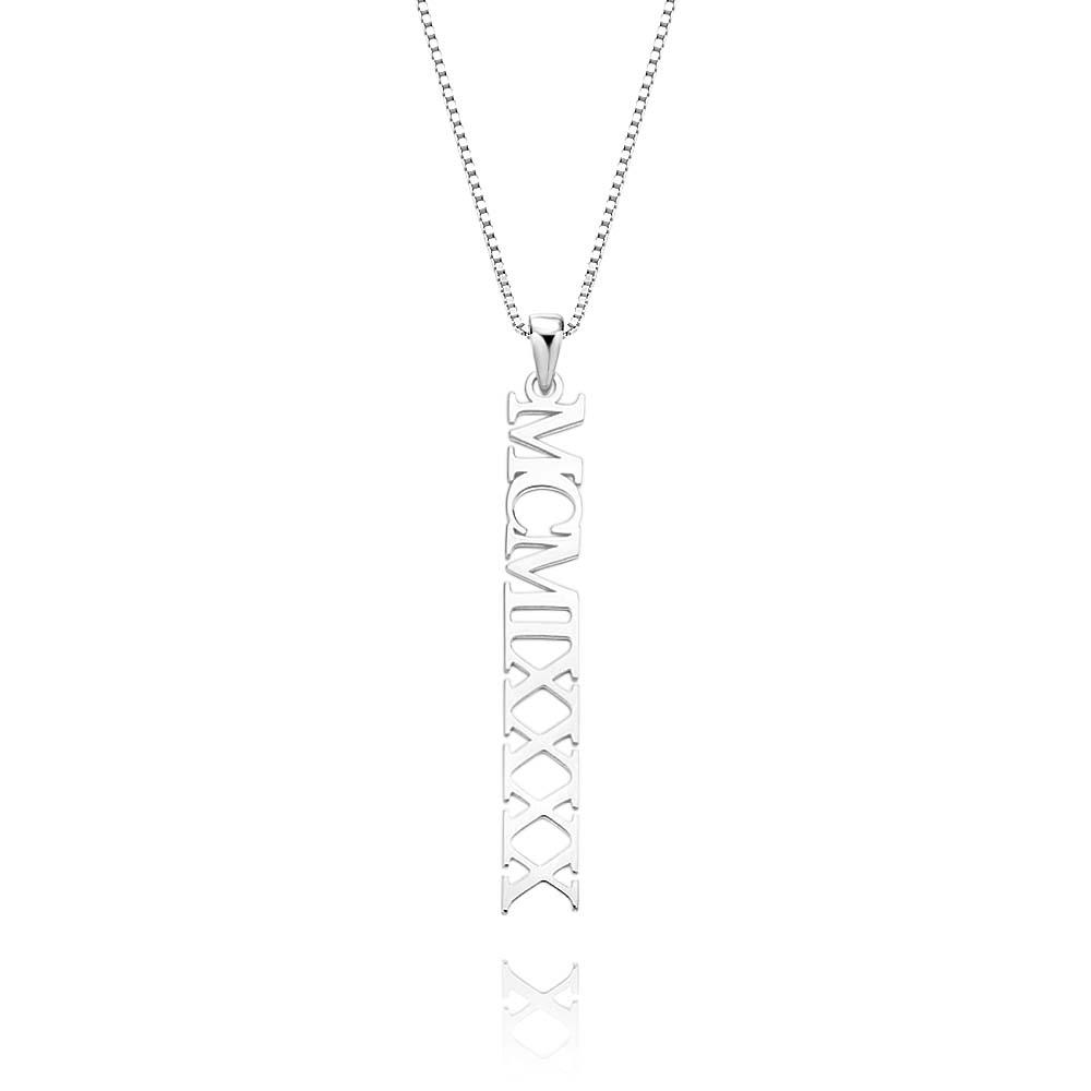 S925 Plata Números Romanos Personalizados Collar Número Romano Colgante Año De Nacimiento Joyería Fecha Personalizada Regalos De Boda Regalos De Aniversario Para Ella - soufeeles
