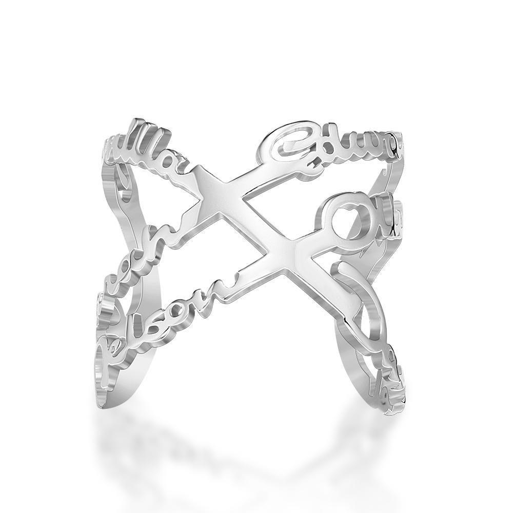 Anillos con Nombre Anillos con Nombre Infinito Regalos Conmemorativos para Parejas Plata 1-6 Nombres