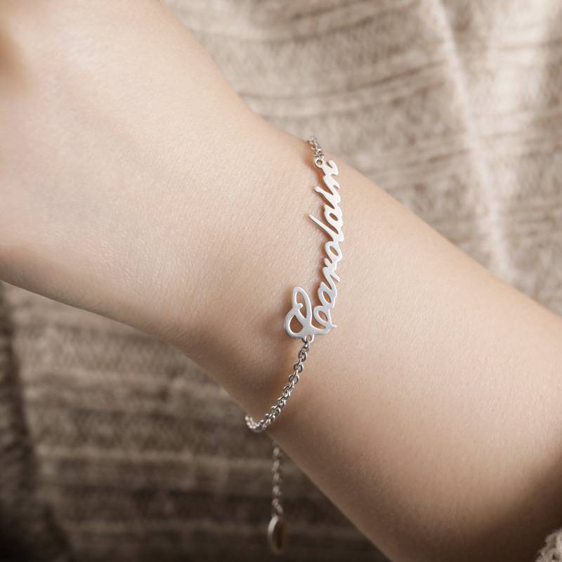 Pulsera de Nombre Personalizada Plata Chapado en Oro Rosa - Longitud Ajustable