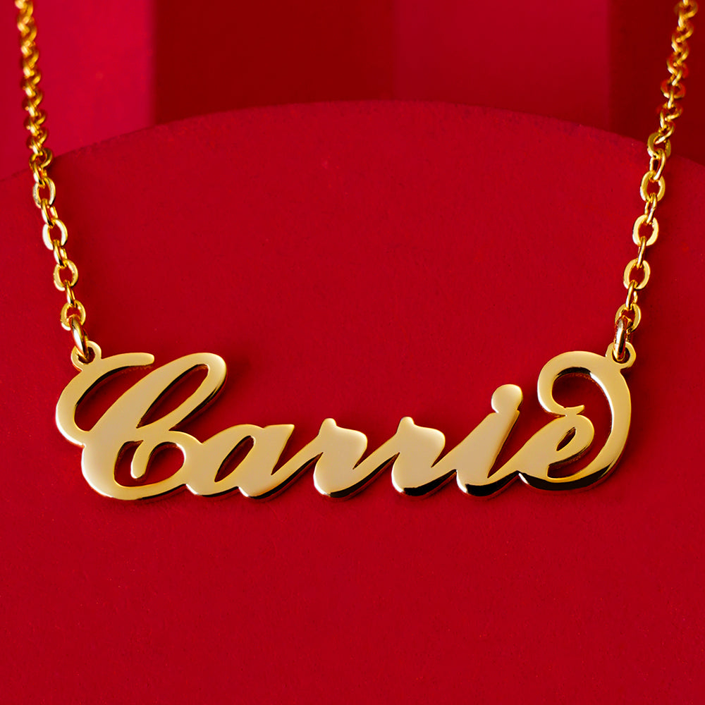 Collier Prenom Collier Prénom De Style "Carrie"  En Argent Plaqué Or Rose