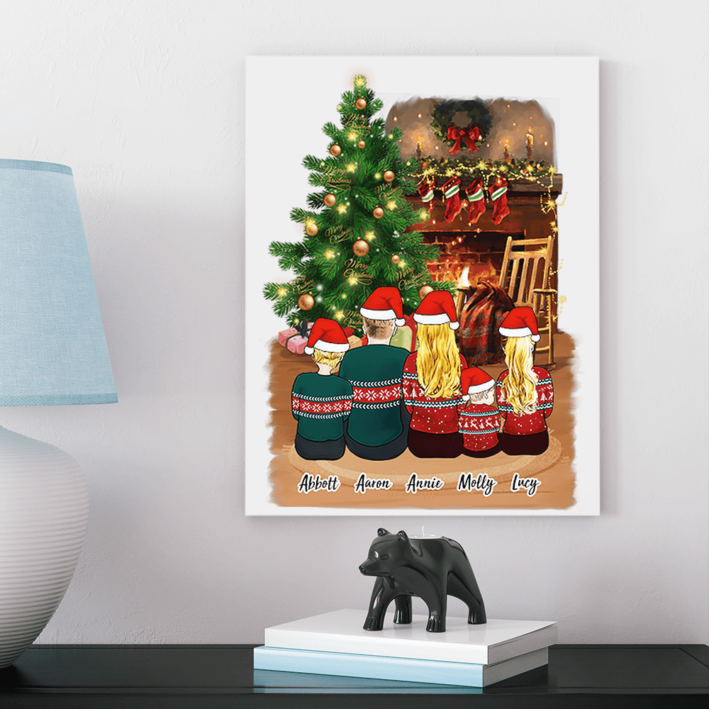Christmas Family Cartoon Personalized Canvas 8inch X 10inch