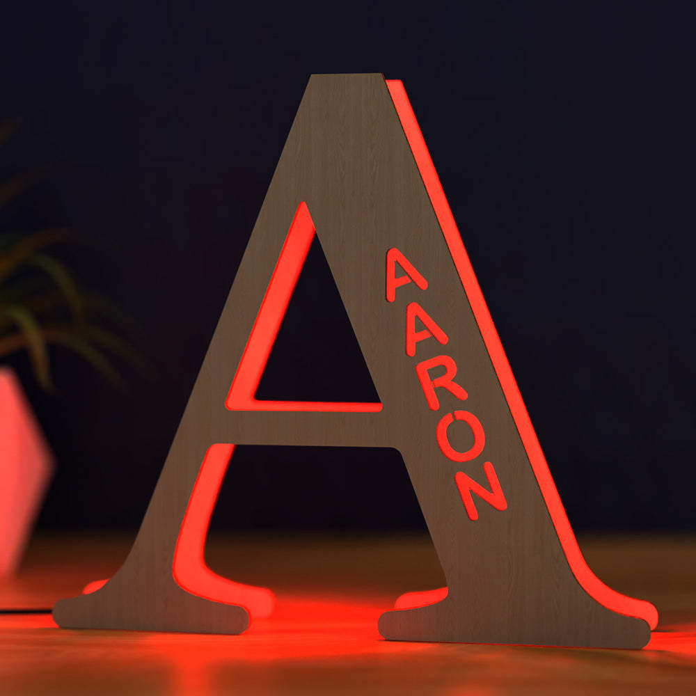 Créatif En Bois Jusqu'à Lettre Nom Signe Lampe Panneau D'affichage Lampe Lampe Veilleuse