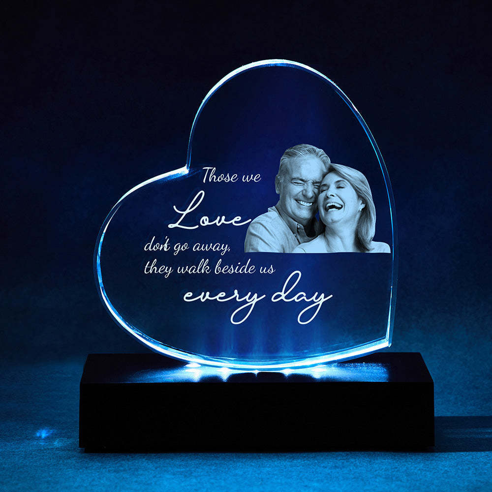 Coeur Personnalisé 3d Cristal Cadre Photo Cadeau De Sympathie Cadeaux Commémoratifs Pour La Perte De La Mère Verre Cristal Coeur Deuil Cadeaux