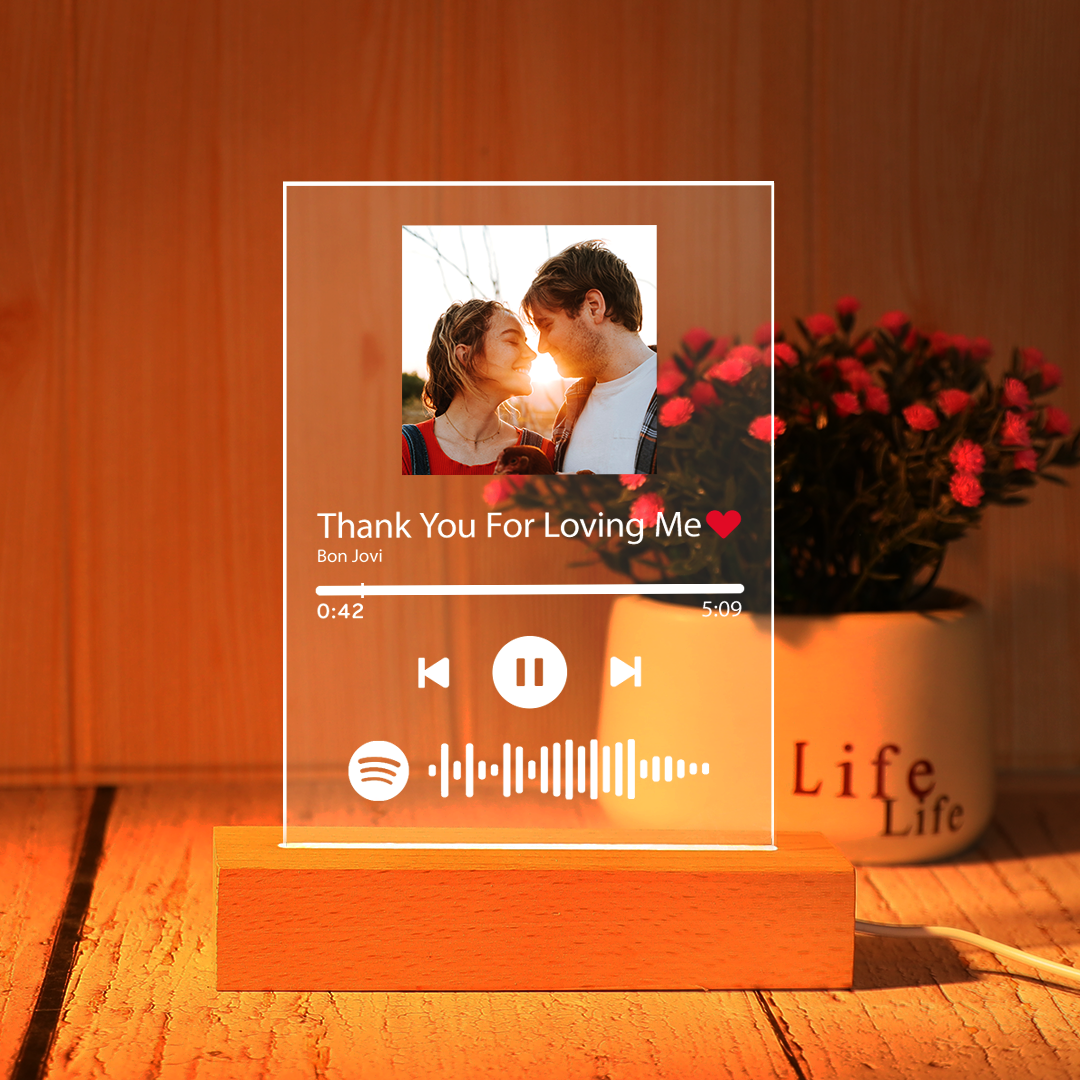 Personnalisé Spotify Plaque Scannable Musique Verre 17 Couleurs Lampe Veilleuse Cadeau Romantique