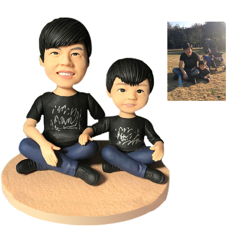 Figurine Bobblehead Personnalisé Entièrement Personnalisable Pour 2 Personnes Avec Texte Gravé