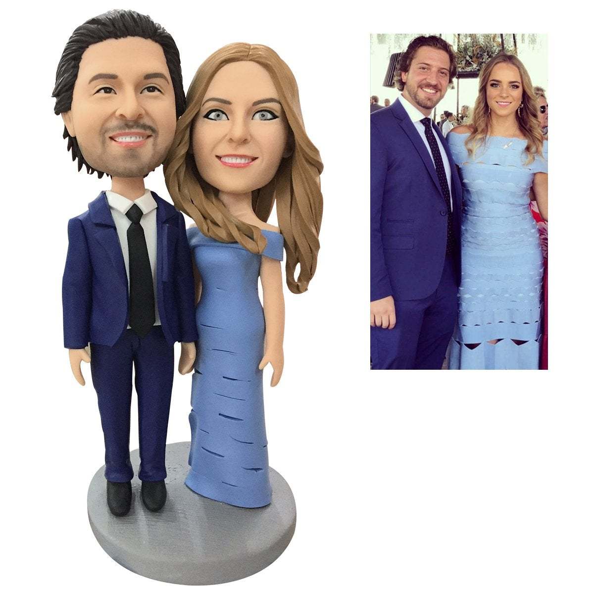 Figurine Bobblehead Personnalisé Entièrement Personnalisable Pour 2 Personnes Avec Texte Gravé