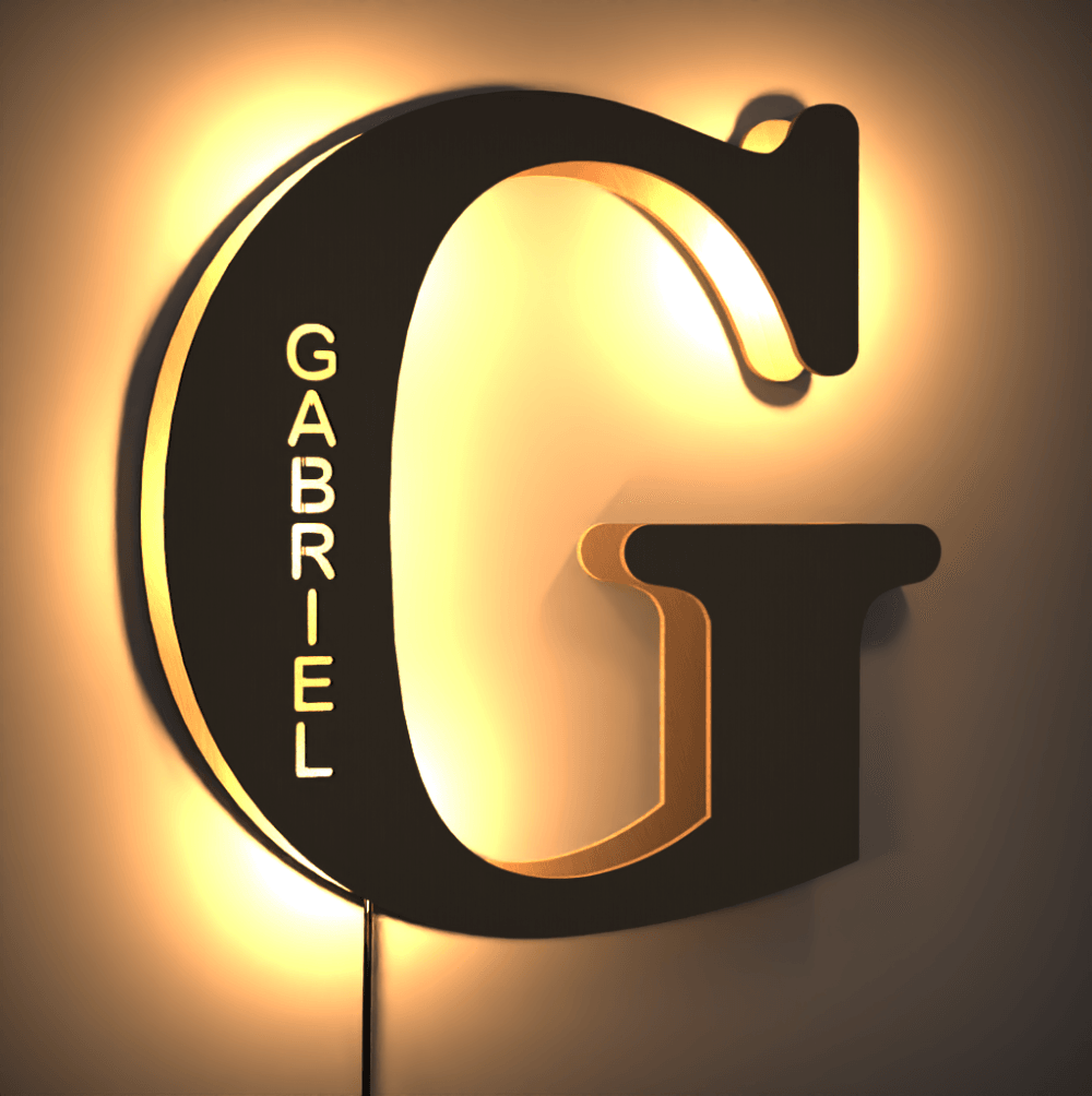 Créatif En Bois Jusqu'à Lettre Nom Signe Lampe Panneau D'affichage Lampe Lampe Veilleuse