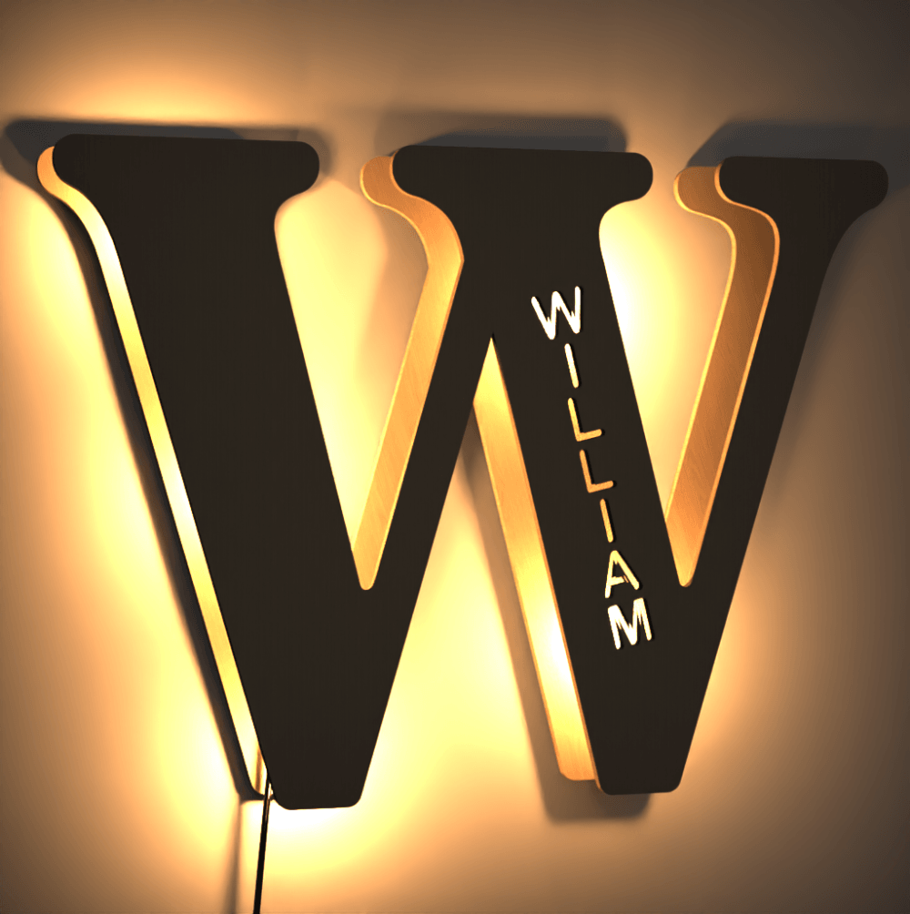Créatif En Bois Jusqu'à Lettre Nom Signe Lampe Panneau D'affichage Lampe Lampe Veilleuse