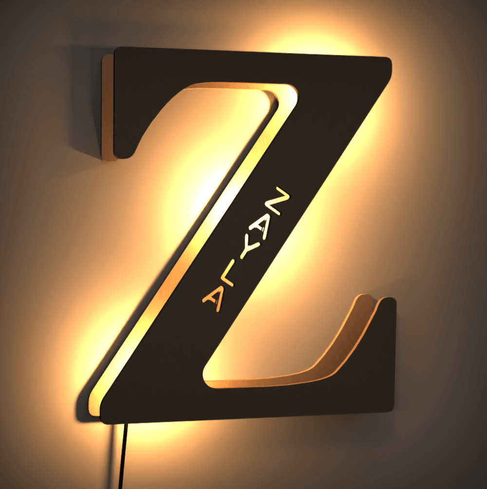 Créatif En Bois Jusqu'à Lettre Nom Signe Lampe Panneau D'affichage Lampe Lampe Veilleuse