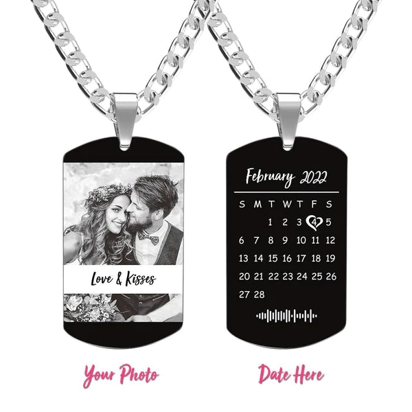 Collier De Photo De Code De Musique Gravé Personnalisé Avec Calendrier Personnalisé Cadeau D'anniversaire Parfait Pour Un Être Cher