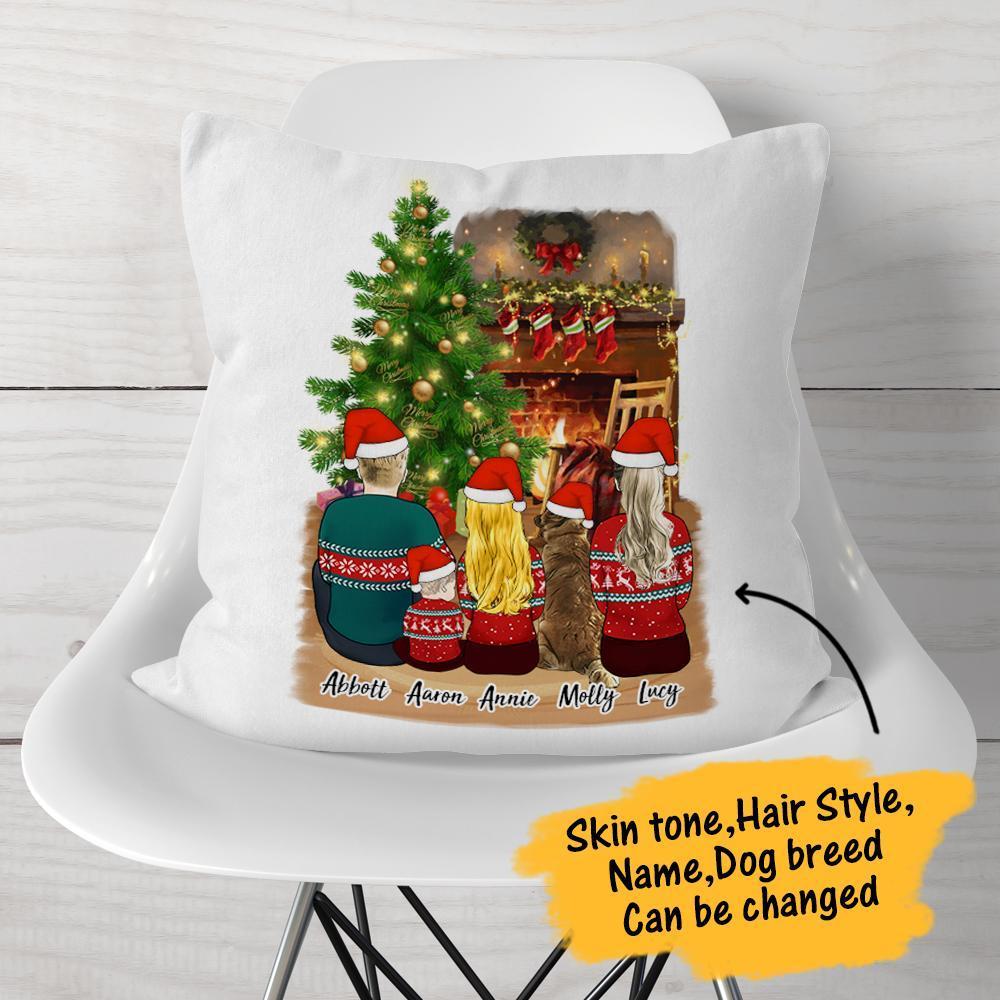 Christmas Family Cartoon Personalized Pillow Case with Zipper Printed on 2 Sides