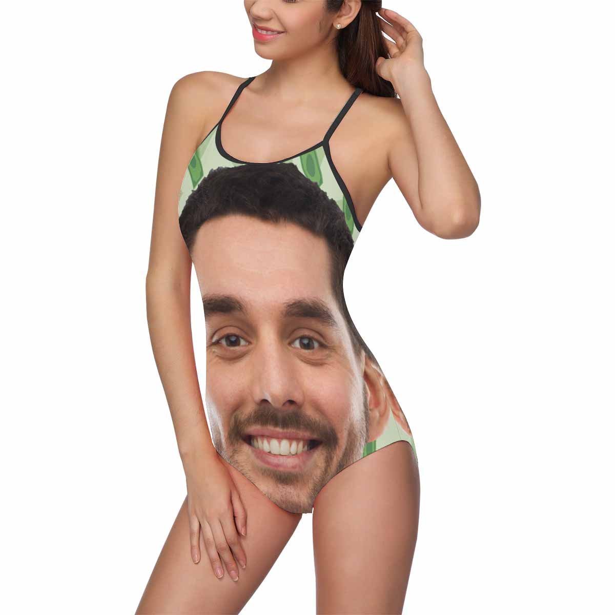 Maillot De Bain 1 Pièce Photo Slip Femme Maillot De Bain Visage Personnalisé - Fond Vert