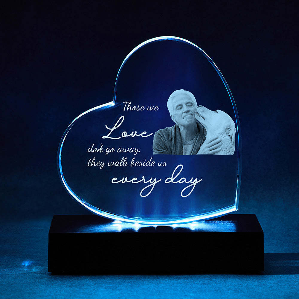 Coeur Personnalisé 3d Cristal Cadre Photo Cadeau De Sympathie Cadeaux Commémoratifs Pour La Perte De La Mère Verre Cristal Coeur Deuil Cadeaux