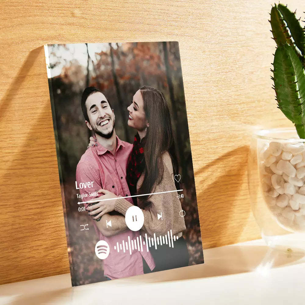 Cadeau Porte-clés/plaque En Verre Acrylique Spotify Personnalisé Pour Les Couples - soufeelfr