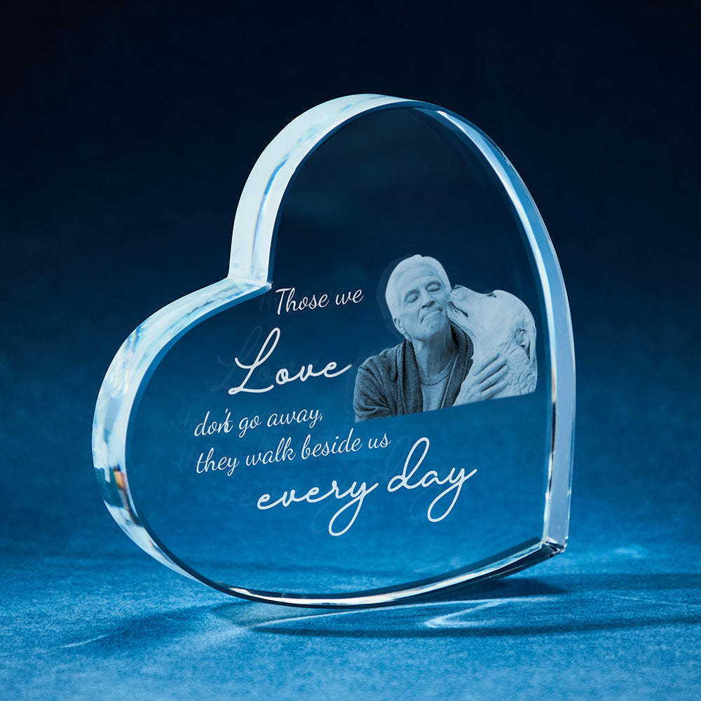 Coeur Personnalisé 3d Cristal Cadre Photo Cadeau De Sympathie Cadeaux Commémoratifs Pour La Perte De La Mère Verre Cristal Coeur Deuil Cadeaux