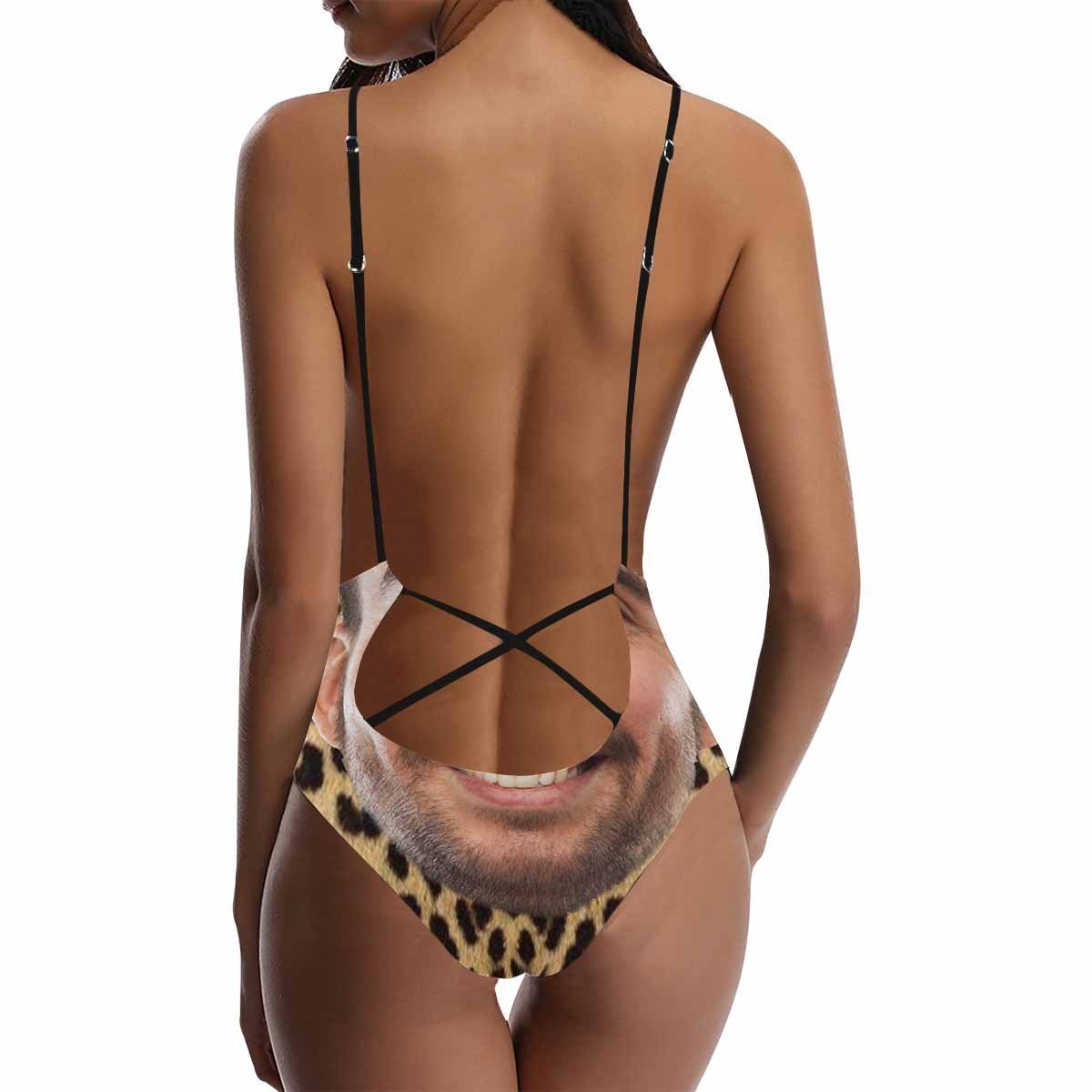 Maillot De Bain Une Pièce Photo Personnalisé Face V-neck Bikini Femme - Léopard